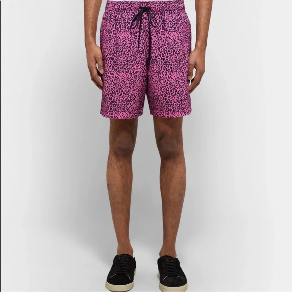 AMIRI Pink Leopard Print Swim Trunks Shorts, Size Large - Picture 4 of 13
